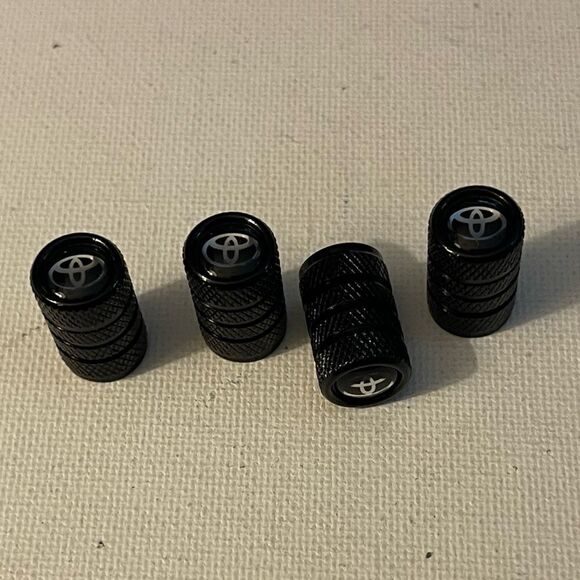 Toyota Logo valve Stem caps in black set of 4 NWT - Picture 3 of 4